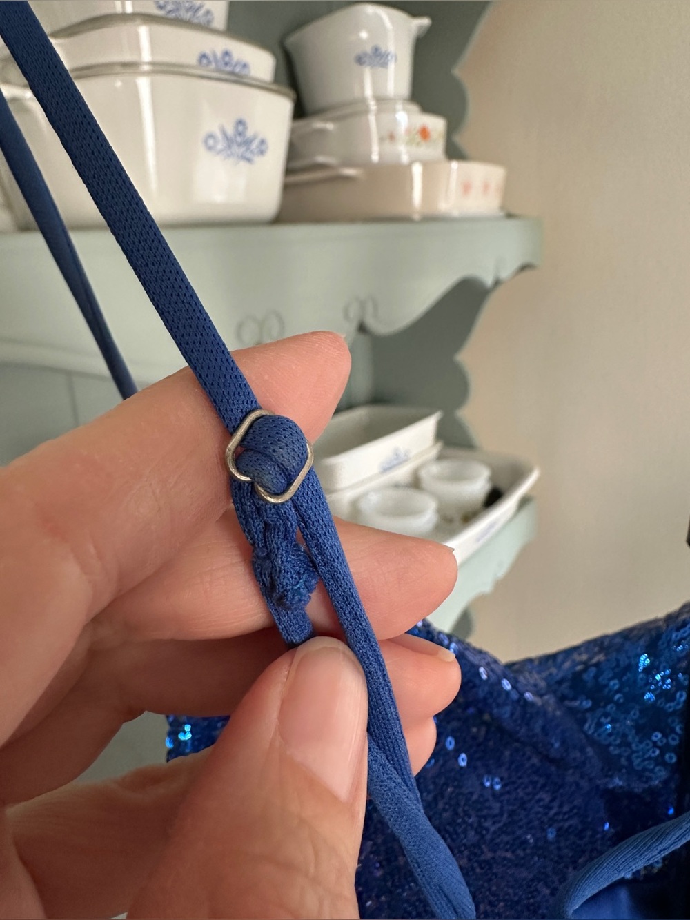 Lucy in the Sky Royal Blue Sequin Ruffle Bottom Mini Slip Dress - Picture 7 of 11
